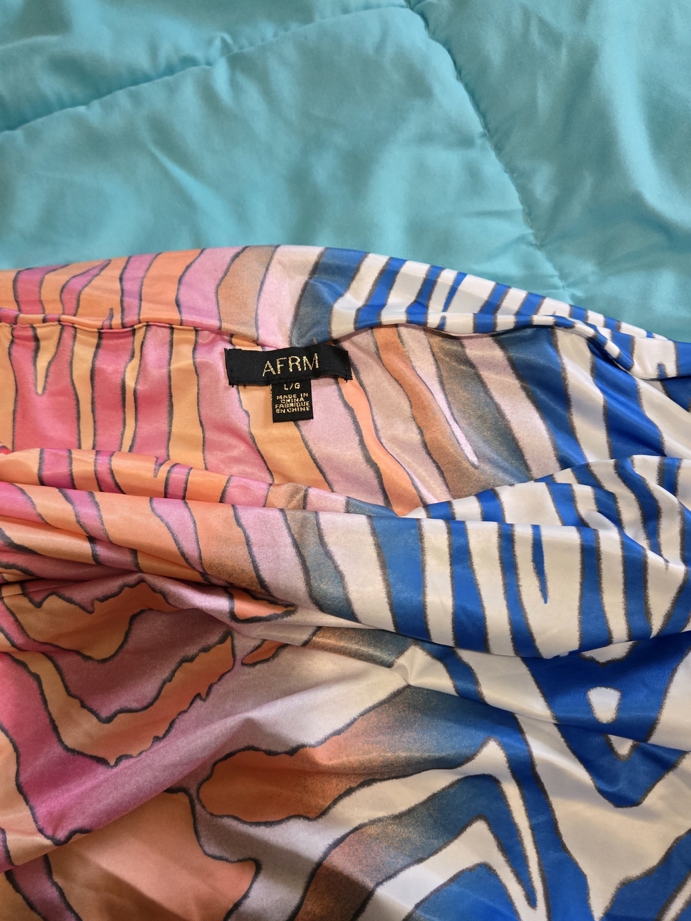 AFRM Colorful Abstract Print Dress Top - Pink, Peach, Blue